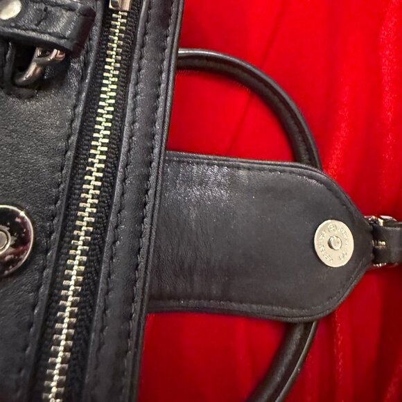 VINTAGE COLE HAAN BLACK LEATHER SILVER HARDWARE MINI BAG - Picture 9 of 14